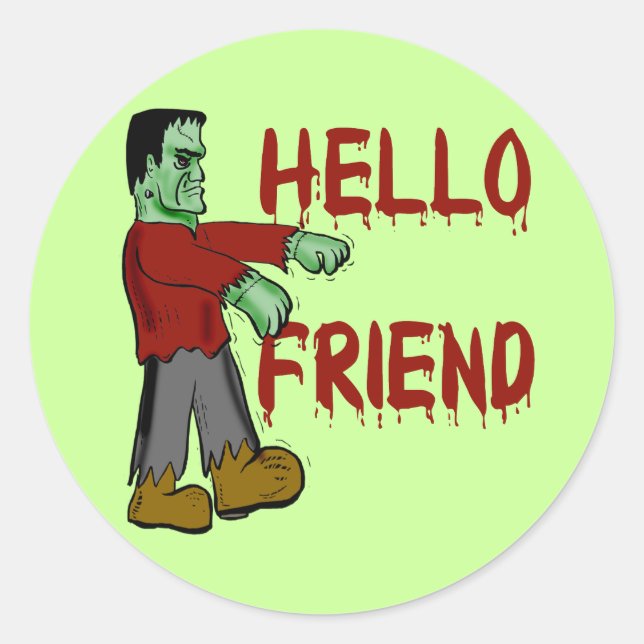 Hello Friend Frankenstein Halloween Sticker (Front)