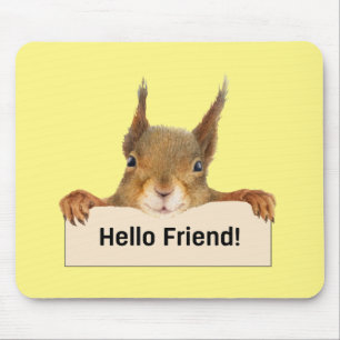 Hello Friend Funny Squirrel Mouse Pad