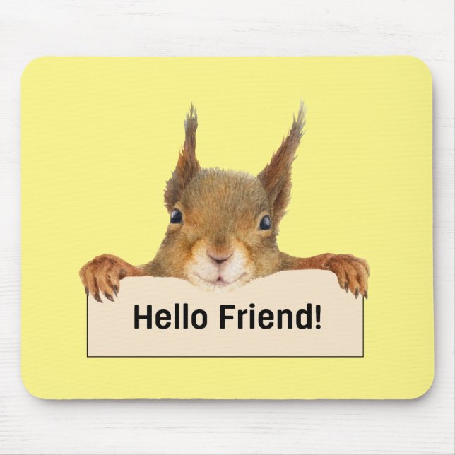 Hello Friend Funny Squirrel  Mouse Pad (Front)