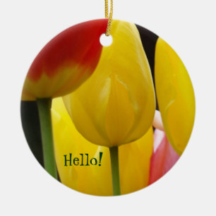 Hello! Friend! hanging ornament gifts Yellow Tulip