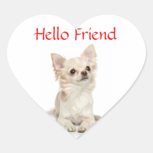 Hello Friend Long Haired ChihuahuaHeart Sticker