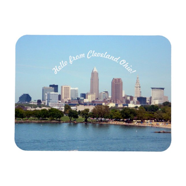 Hello from Cleveland Ohio Lake Skyline Magnet (Horizontal)