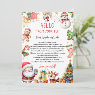Hello From Elf Arrival Letter Christmas Invitation