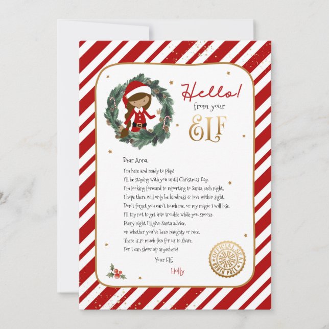 Hello from Elf Welcome Letter Invitation (Front)