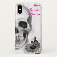 Hello from other side skull and flower
