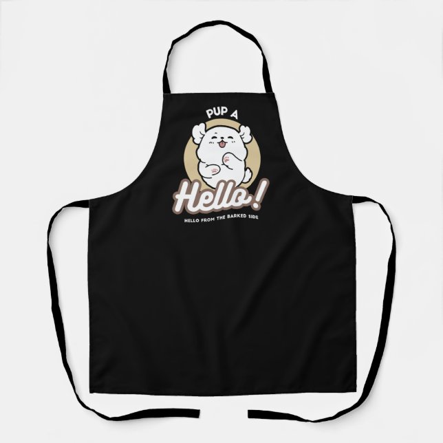 Hello from the Barked Side – Cute Dog Design Apron (Front)