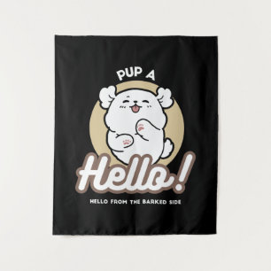 Hello from the Barked Side – Cute Dog Design Tapestry