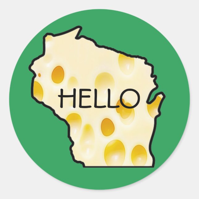 Hello from Wisconsin Swiss Cheese Head Stickers (Front)