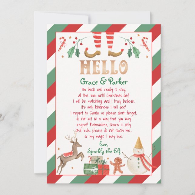 Hello from your Elf Letter Welcome Letter Invitation (Front)