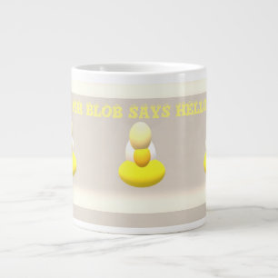 Hello Funny Greeting MR Blob yellow colour cream Large Coffee Mug