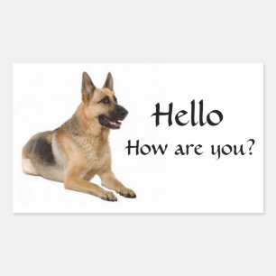 Hello German Shepherd Puppy Dog Greeting Stickers