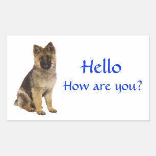 Hello German Shepherd Puppy Dog Greeting Stickers