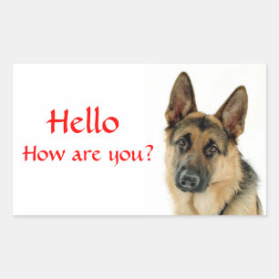 Hello German Shepherd Puppy Dog Greeting Stickers