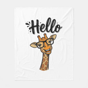 Hello Giraffe Vintage Engraving Cute Animal Shirt_ Fleece Blanket