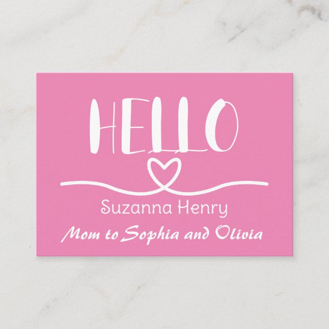 Hello Girl Mom Contact Card Mommy Calling Card (Front)