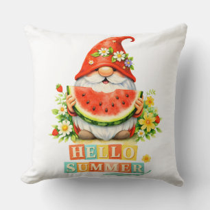 Hello Gnome Summer Throw Pillow