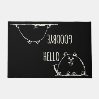 Hello Goodbye Cute Doodle Dog Doormat