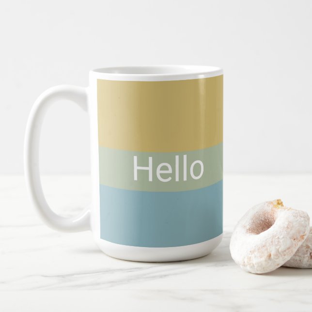 Hello Goodbye Khaki Colour Palette Minimal Classy Coffee Mug (With Donut)