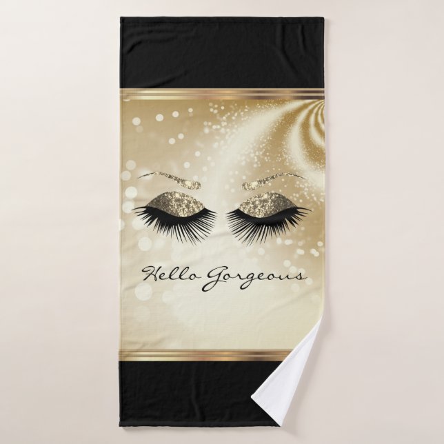 Hello Gorgeous - Beautiful Eyelashes - Gold Bath Towel Set (Bath Towel)