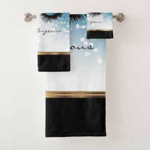 Hello Gorgeous - Beautiful Eyelashes with Blue Bath Towel Set