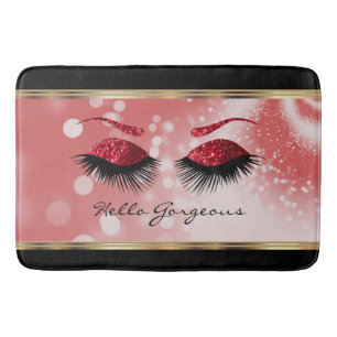 Hello Gorgeous - Beautiful Eyelashes with Red Bath Mat
