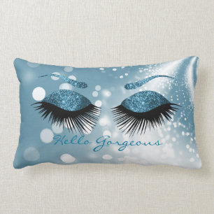 Hello Gorgeous - Blue Eyelash and Brows Lumbar Pillow