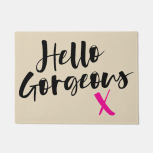 Hello Gorgeous Door Mat -Hand Lettered Design
