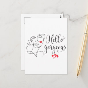Hello Gorgeous Face illustration Postcard