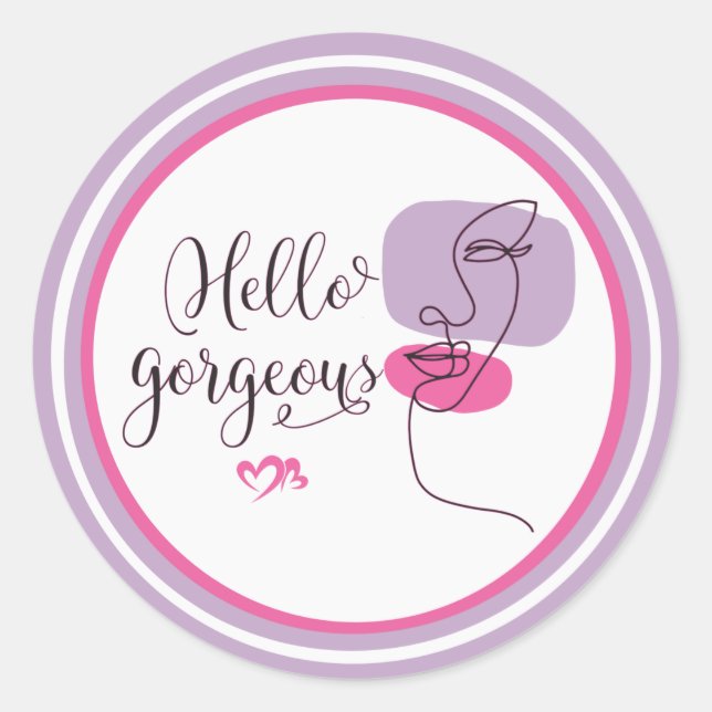 Hello Gorgeous face illustration Sticker (Front)