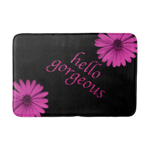 Hello Gorgeous Girly   Hot Pink Glitter Look Flirt Bath Mat