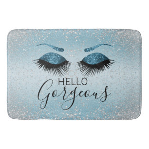 Hello Gorgeous - Glamourous Eyelashes -Blue Bath Mat