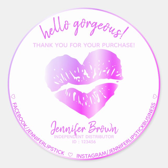 Hello Gorgeous Lipstick Purple Sticker (Front)