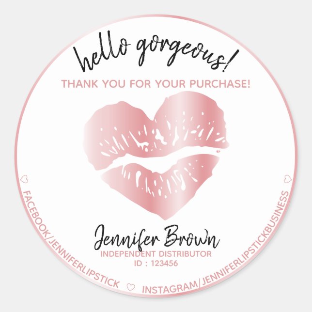 Hello gorgeous Lipstick rosegold Sticker (Front)