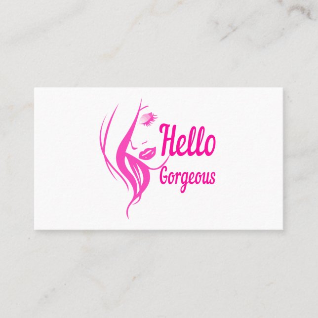 Hello Gorgeous Lovely Lady Face Drawing Typography Business Card (Front)