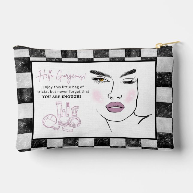 Hello Gorgeous Makeup Accessory Bag (Back)