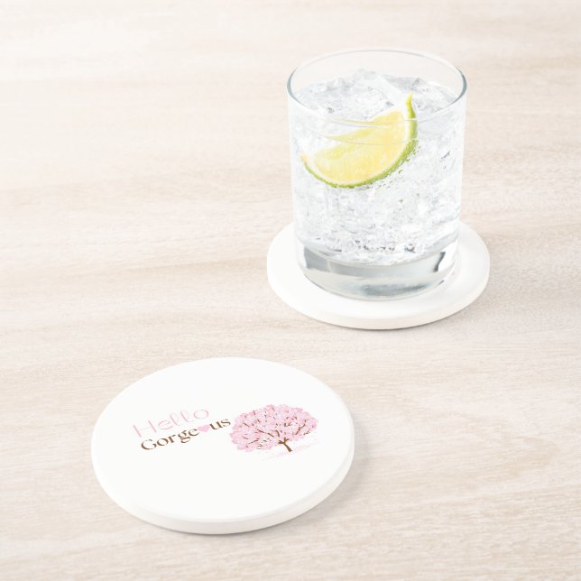 Hello Gorgeous, Pink Blossom Tree Coaster (Side)