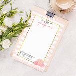 Hello Gorgeous Pink Stripe and Blush Peony Flyer<br><div class="desc">Hey gorgeous! Our pretty flyers feature a delicate pink stripe background, faux gold border, and a group of peonies in pretty blush tones with "Hello Gorgeous" at the top in grey and pink editable text. Your name, title and contact information appear at the bottom. Add your services, price list or...</div>