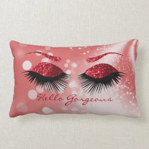 Hello Gorgeous - Red Eyelash and Brows Lumbar Pillow