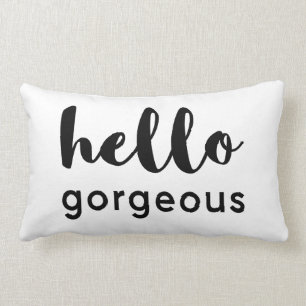 Hello Gorgeous Reversible White Black Design Lumbar Pillow