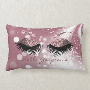 Hello Gorgeous - Rose Gold Eyelash and Brows Lumbar Pillow