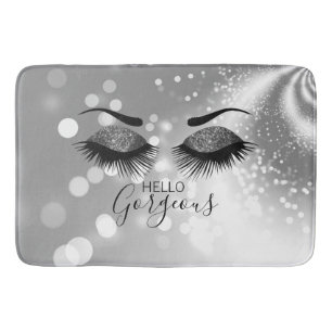 Hello Gorgeous Silver Glitter Eyes Bath Mat