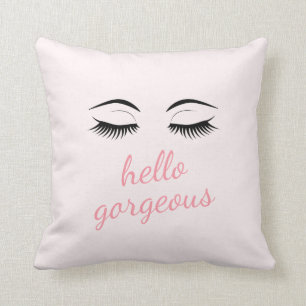 Hello Gorgeous with Pretty Eyelashes Glamorous Throw Pillow