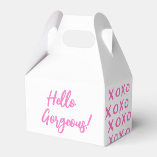 Hello Gorgeous! XOXO magenta pink white Favor Box