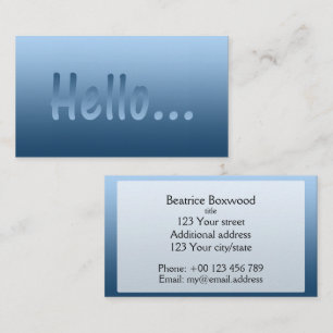 Hello Gradient One Colour Blue with Custom Text Business Card