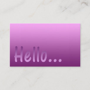 Hello Gradient One Colour Pink with Custom Text Business Card