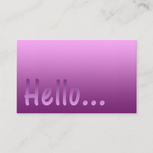 Hello Gradient One Colour Pink with Custom Text Business Card (Front)