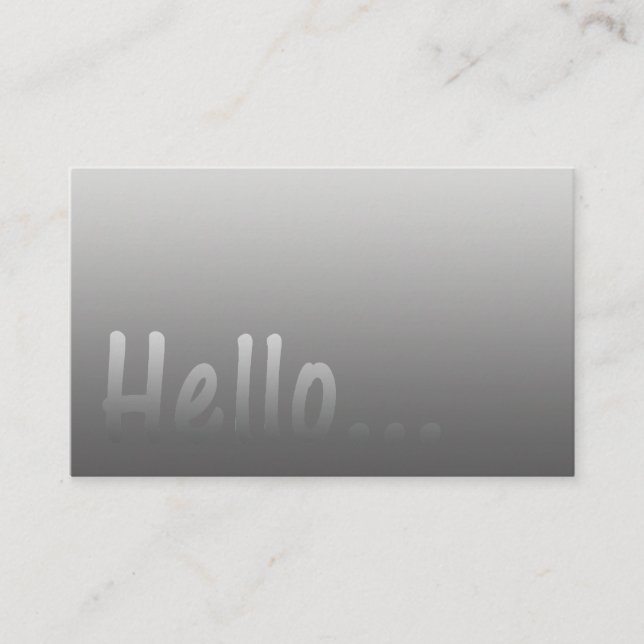 Hello Gradient One Colour Silver with Custom Text Business Card (Front)