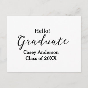 Hello graduate class of 20XX name congrats stylish Invitation Postcard