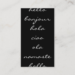 Hello Greetings Black and White Business Card