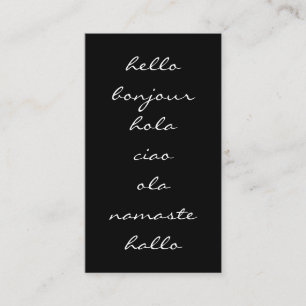 Hello Greetings Black and White Business Card
